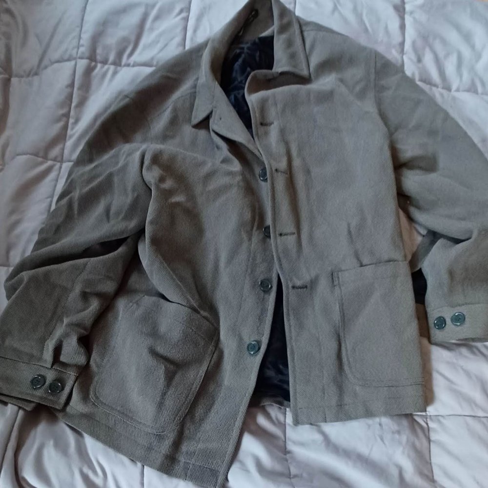 green/tan light weight coat